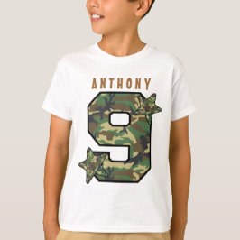 Camiseta Nono Aniversário, Menino Camo e Estrelas Nome Pers