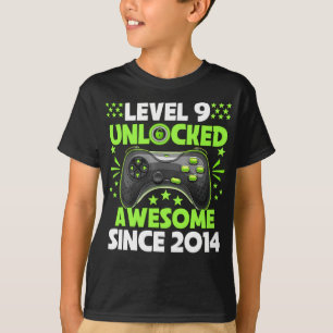 Camiseta Nono Aniversário Nível 9 Desbloqueado Incrível 201