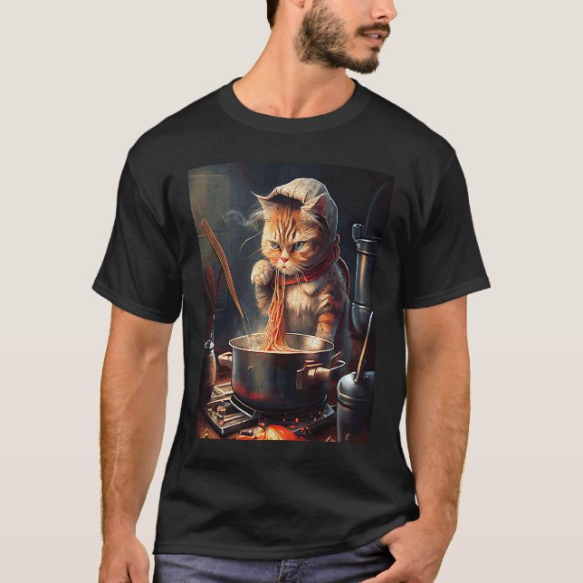 Camiseta Noodles de Cozinhar de Gato (Frente)
