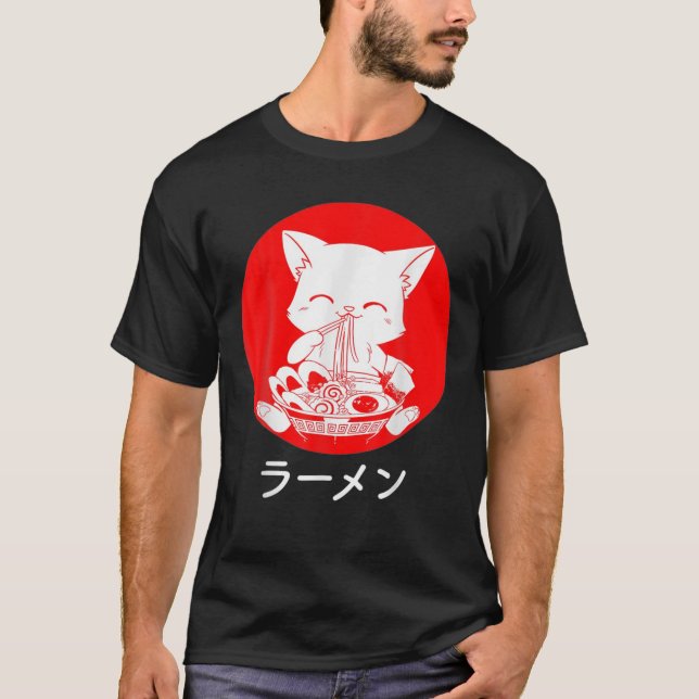 Camiseta Noodles Japoneses Com Animação De Gato (Frente)