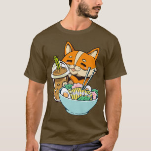 Camiseta Noodles japoneses Ramen Boba Milk Bubble Tea Kawai