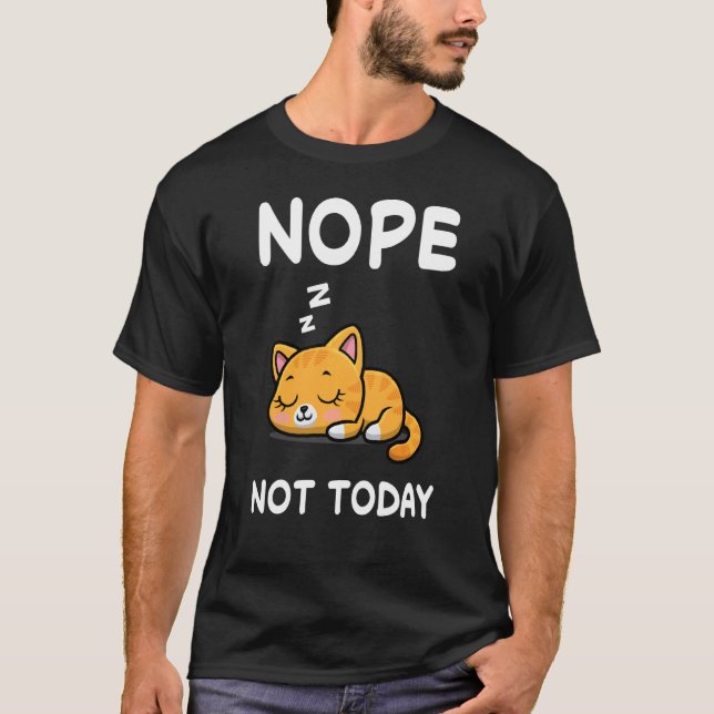 Camiseta Nope Cat Nap Dormindo Pajama Noite (Frente)
