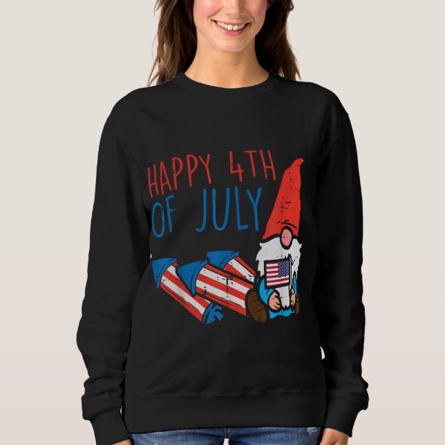 Camiseta Nordic Gnomo US Flag Happy 4 De Julho Garden Patr (Frente)