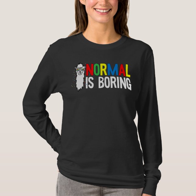 Camiseta Normal é chato Autismo consciência Llama Quebra-ca (Frente)