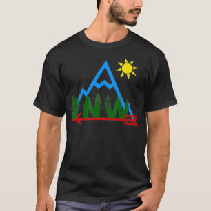 Camiseta Noroeste do Pacífico Pinheiros PNW Montanhas Seta