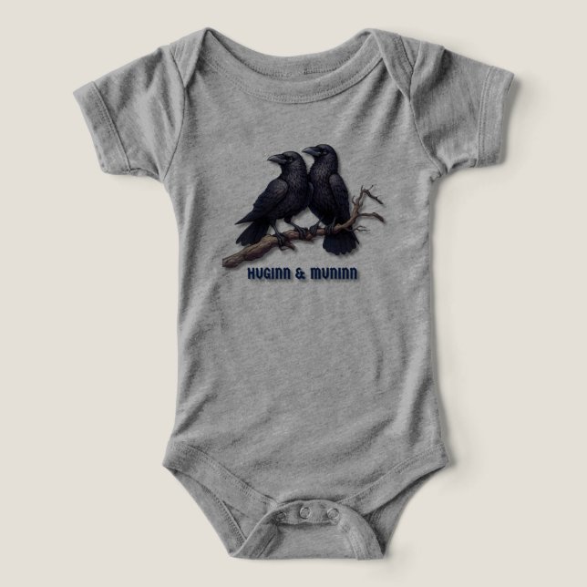 Camiseta Norse Mythology Baby One-sie, Odin's Ravens (Design frontal)