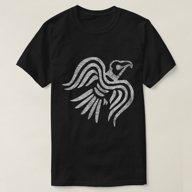 CAMISETA NORSE RAVEN BANNER VIKING FLAG SCANDINAVIAN DENMAR (Frente do Design)