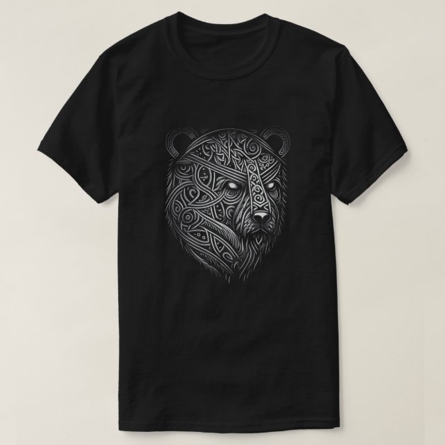 Camiseta Norse Style Bear Tatuagem Viking Ursa Wildlife Ani (Frente do Design)