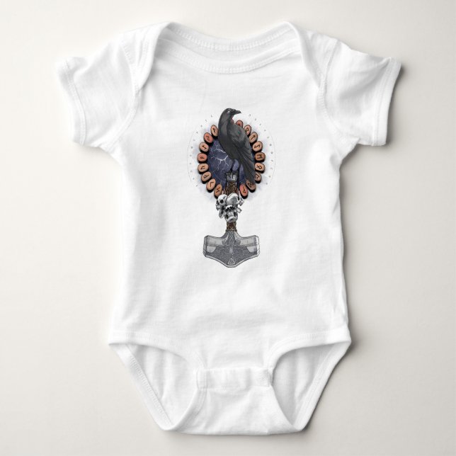 Camiseta Norse Viking Raven Hammer (Frente)