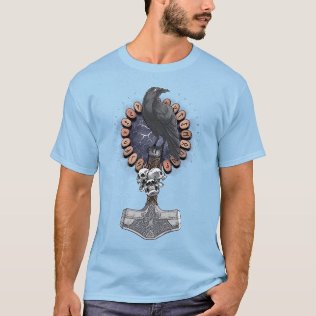 Camiseta Norse Viking Raven Hammer (Frente)
