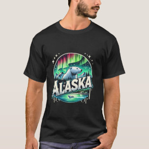Camiseta Norte Do Alasca Ilumina Aurora Exibindo Vacinação 