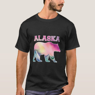 Camiseta Norte do Urso do Alasca Luz Aurora Borealis Natura