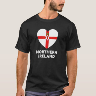 Camiseta Norte Irlanda Flag Heart White e Red