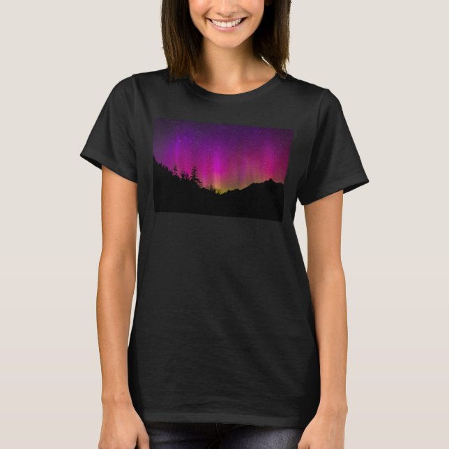 Camiseta Norte Luzes Aurora Borealis StarNight Sky (Frente)