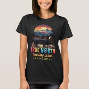 Camiseta Norte Verdadeiro Confiar em Jesus Em Um Mundo Selv