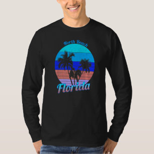 Camiseta North Beach Florida Retro Tropical Palm Trees Vaca