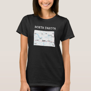 Camiseta North Dakota Estados Unidos Map Highways Major