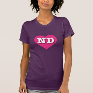 Camiseta North Dakota Hot Pink Heart - Eu amo ND