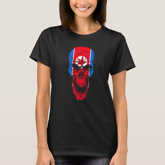 Camiseta North Korea Flag Colours Skull (Frente)