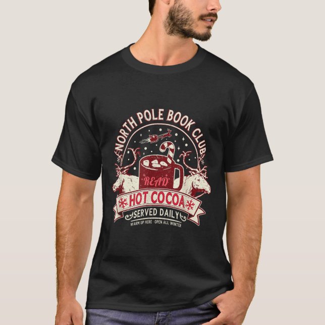 Camiseta North Le Book Club Hot Cocoa Reindeer Librarians C (Frente)