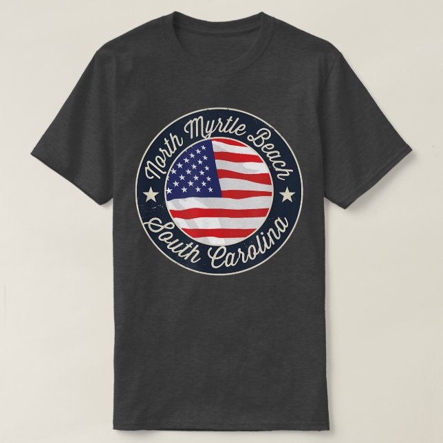 Camiseta North Myrtle Beach - Patriotic South Carolina Souv (Frente do Design)