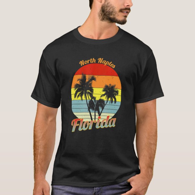 Camiseta North Naples Florida Retro Tropical Palm Trees Vac (Frente)