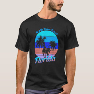 Camiseta North Palm Beach, Flórida, Retro Tropical Palm Tre