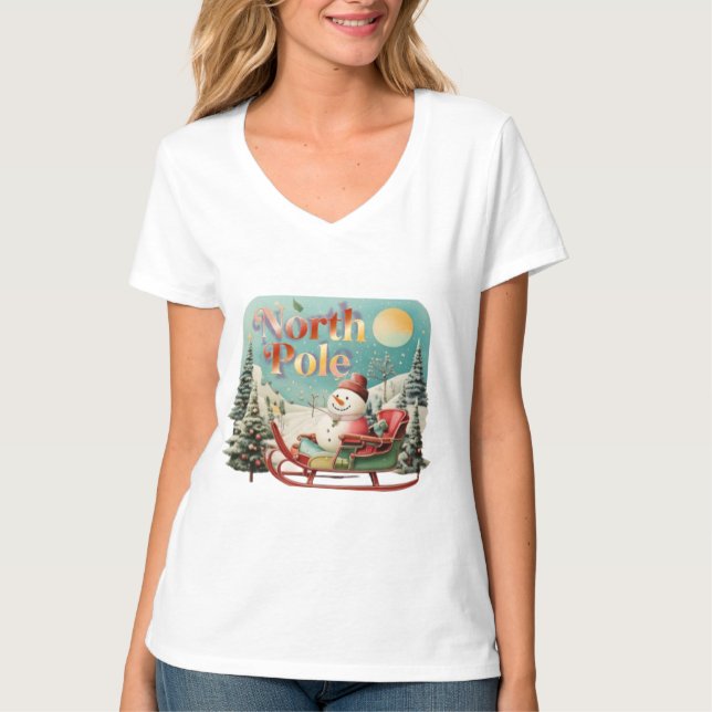 Camiseta North Pole: Where Magic Never Melts (Frente)