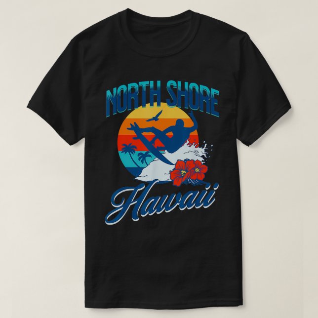Camiseta North Shore Hawaii Beach Surf Summer Vacint Vint (Frente do Design)