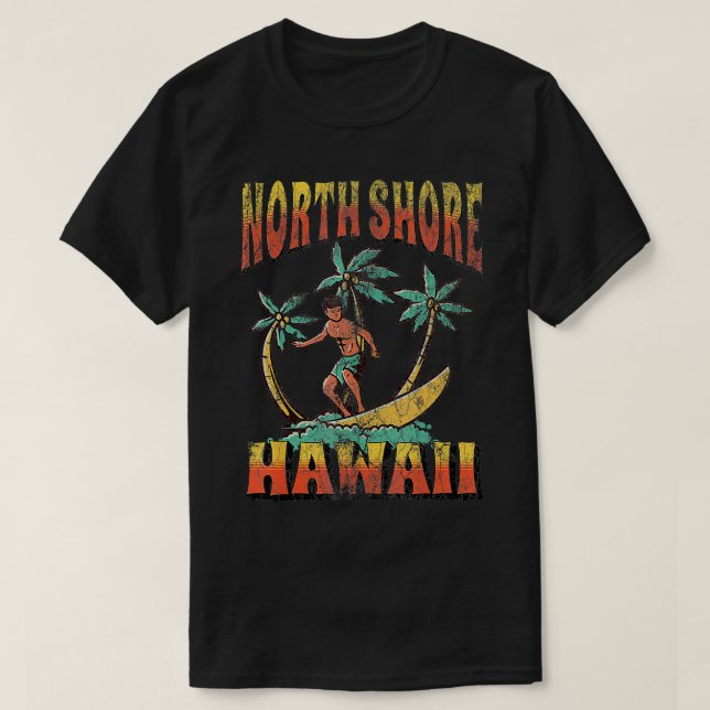 Camiseta North Shore Hawaii Beach Surf Summer Vacint Vint (Frente do Design)