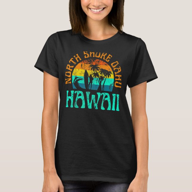 Camiseta North Shore Oahu Hawaii Surf Beach Surfer Waves Gi (Frente)