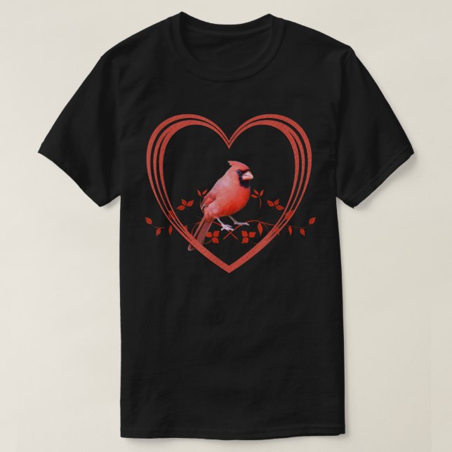 Camiseta Northern Cardinal Bird in Heart (Frente do Design)
