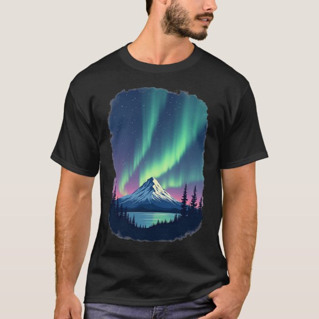 Camiseta Northern Lights Mountain Aurora Borealis (Frente)