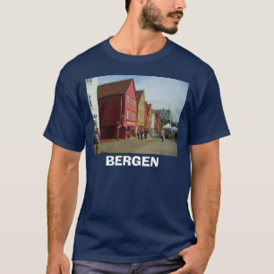 Camiseta Noruega, Bergen, construções pintadas tradiciona