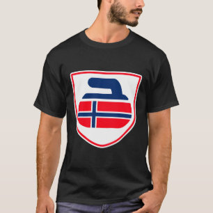 Camiseta Noruega Curling Shield Design Norueguês