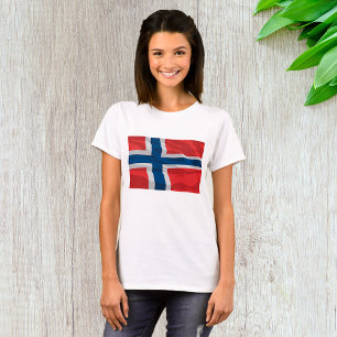 Camiseta Noruega Sinalizador Vermelho E Azul