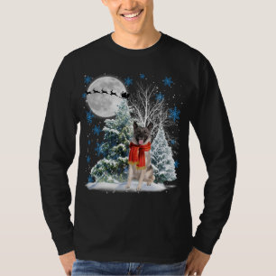Camiseta Norueguês Elkhound Sob Moonlight Snow Christmas
