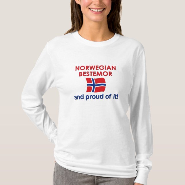 Camiseta Norueguês orgulhoso Bestemor (avó) (Frente)
