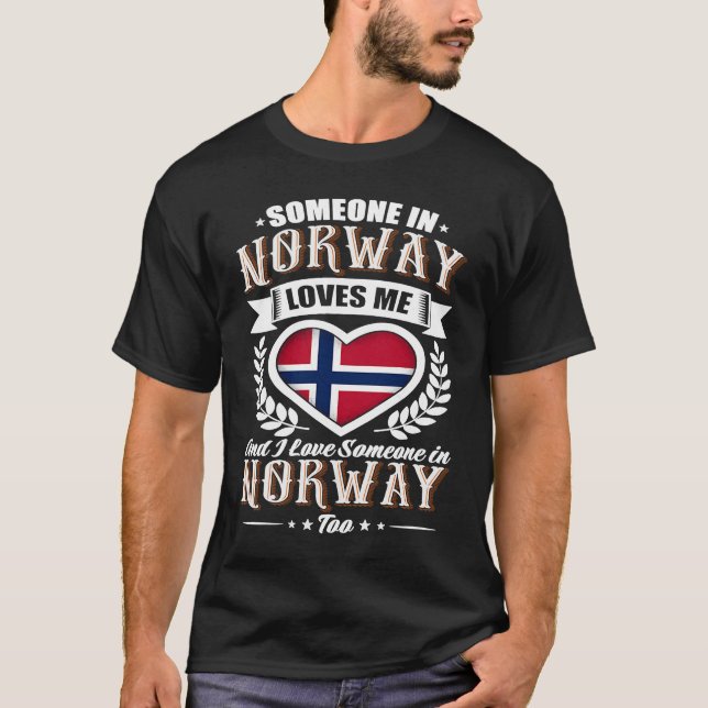 Camiseta Norway Heart Flag Someone in Norway Loves Me (Frente)