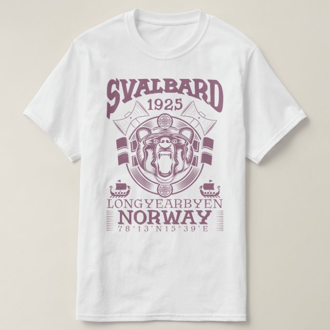 CAMISETA NORWAY SVALBARD LONGYEARBYEN - URSO POLAR (Frente do Design)