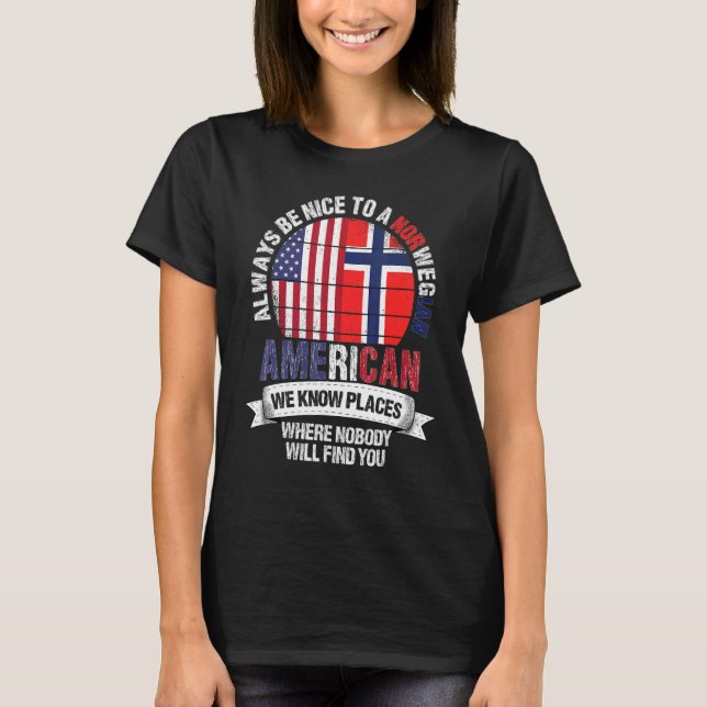 Camiseta Norwegian American We know Places where Norway Fla (Frente)
