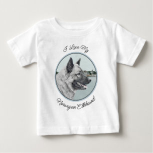 Camiseta Norwegian Elkhound na pintura da aldeia - Arte Can