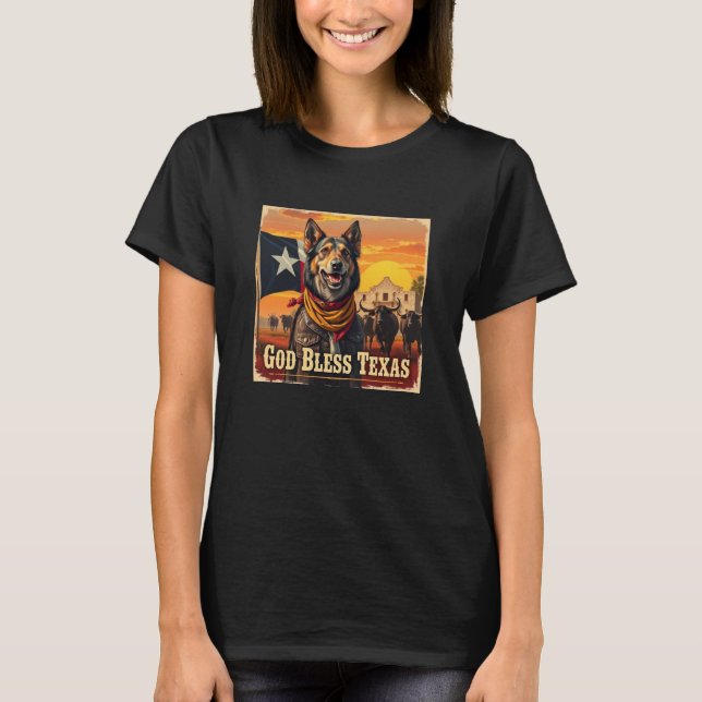 Camiseta Norwegian Lundehund Deus Abençoe Texas (Frente)