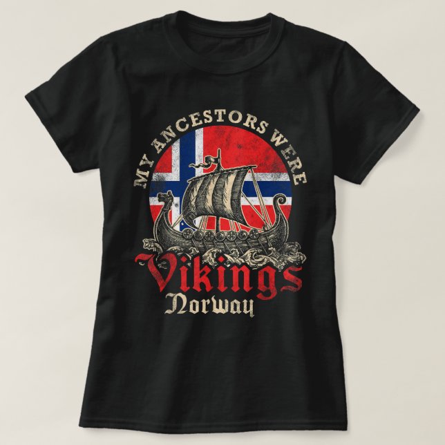 Camiseta Norwegian Norway Viking Ship Flag  (Frente do Design)