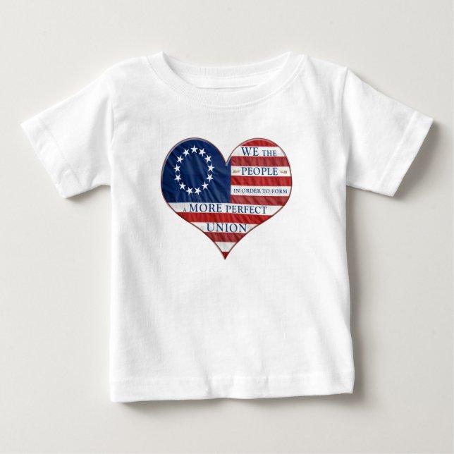 Camiseta Nós, A Pessoas Americana Flag Heart Baby T Shirt (Frente)