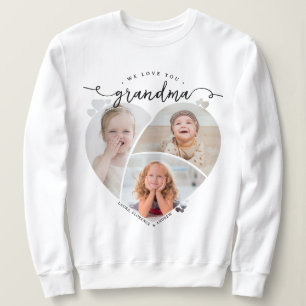 Camiseta Nós Amamos Você Avó Colagem de Fotos em Formato de