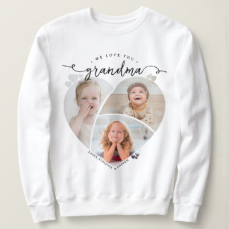 Camiseta Nós Amamos Você Avó Colagem de Fotos em Formato de