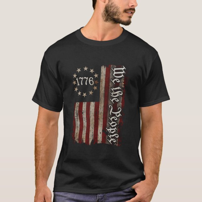 Camiseta Nós, As Pessoas 1776, Bandeira Americana 4 De Julh (Frente)