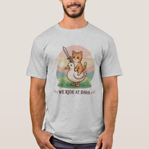 Camiseta Nós Cavalgamos Ao Amanhecer Gato Fofo Cavalgando U