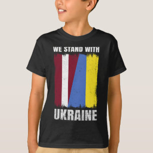 Camiseta Nós estamos com a amizade ucraniana letã da Ucrâni